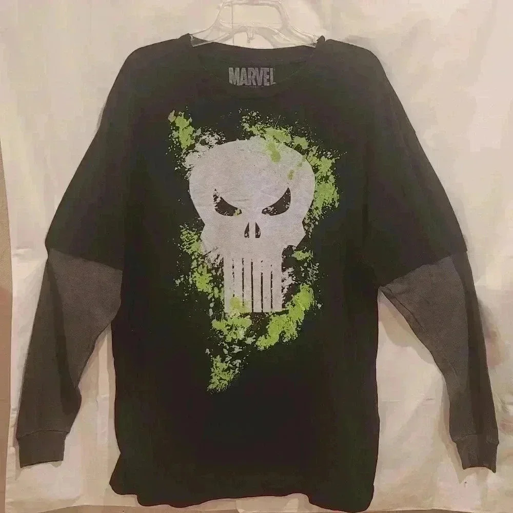 Marvel Punisher Tee Shirt  Long Sleeve 2 Tone Men's Size 2XL